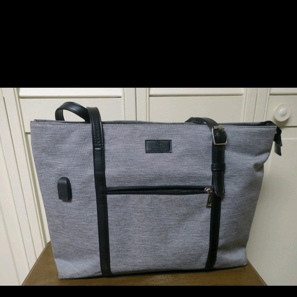 Gray and Black Work Tote